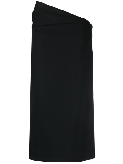 Lemaire Asymmetric-waistline Pencil Skirt In Black