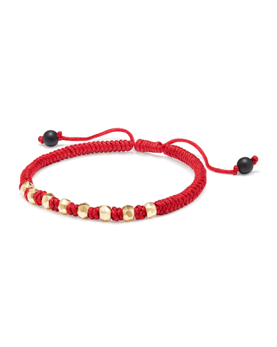 David Yurman Men's Fortune Woven Nylon Bracelet With Black Onyx And 18k Yellow Gold In Red