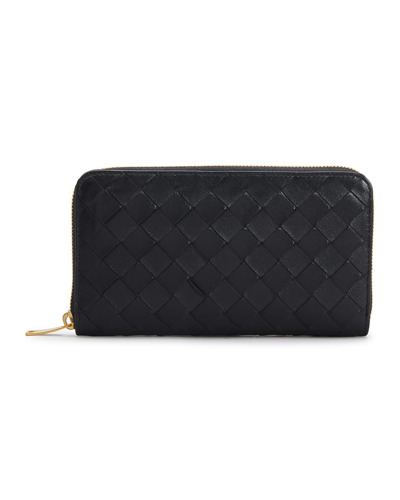 Bottega Veneta Zip Around Napa Intrecciato Wallet In Black/gold