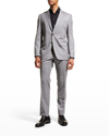HUGO BOSS MEN'S STRETCH-WOOL BASIC TWO-PIECE SUIT, GRAY
