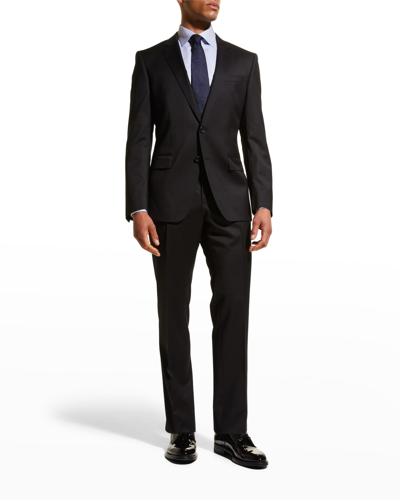 Hugo Boss Virgin Wool Suit In Black