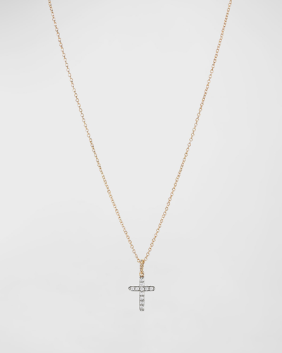 David Yurman Small Cross Cable Collectible Diamond Necklace In 18k Gold