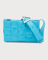 Bottega Veneta Cassette Mini Intrecciato Leather Crossbody Bag In Pool