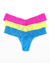 HANKY PANKY 3-PACK LOW-RISE MULTICOLOR LACE THONGS
