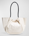 Proenza Schouler Large Ruched Smooth Leather Tote Bag In White