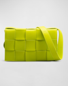 Bottega Veneta The Cassette Intrecciato Crossbody Bag In Acid Kiwi/silver