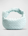 Bottega Veneta Jodie Mini Intrecciato Knot Hobo Bag In Pale Blue