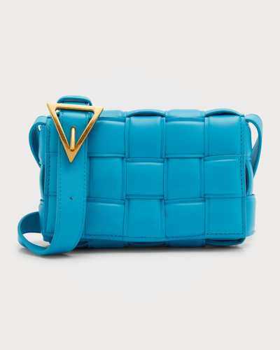 Bottega Veneta Cassette Small Padded Intrecciato Crossbody Bag In Pool