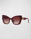 Dolce & Gabbana Dg Logo Metal Cat-eye Sunglasses In Bordeaux