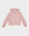 Golden Goose Kids' Logo Print Cotton Jersey Zip Hoodie In Pinksilver