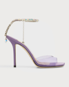 Jimmy Choo Purple Saeda 100 Crystal Chain Embellishment Heels In Wisteria Aur