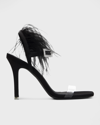 Black Suede Studio Trinity Sandals In Black Satin