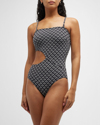 Solid & Striped The Cameron Geo Lurex Jacquard One-piece Swimsuit In Blackout