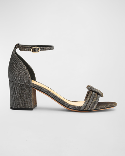 Alexandre Birman Vicky Metallic Knot Ankle-strap Sandals In Stellar