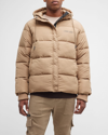 Nana Judy Men's Domain Puffer Jacket W/ Logo Tape In Beige