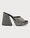 Simon Miller Slice Crystal Stud Platform Mule Sandals In Black Crystal