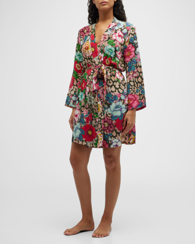 Johnny Was Evelyn Belted Floral-print Silk Robe In Multi