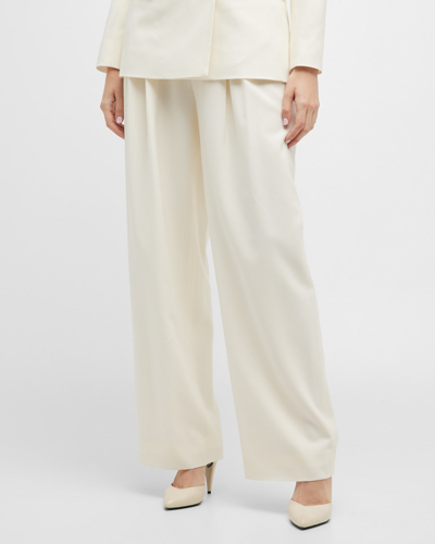 Salon Cecily Pleated Wide-leg Trousers In Bone