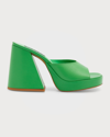 Simon Miller Slice Leather Platform Mule Sandals In Grass Green