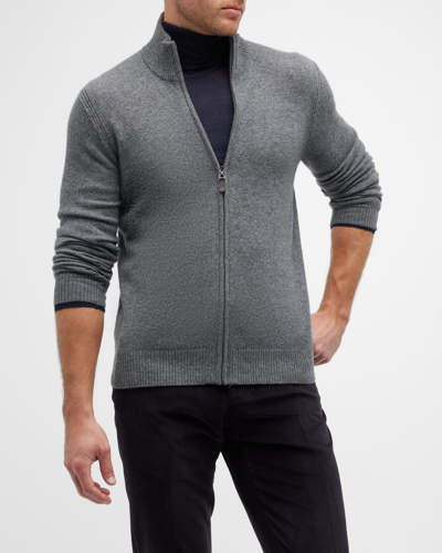 Nomad Men's Cashmere Full-zip Sweater In Grey