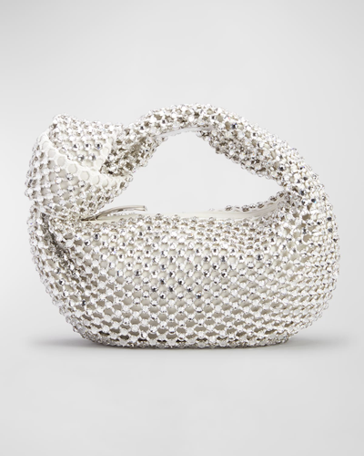 Bottega Veneta Mini Jodie Leather & Crystal Bag In Optic White