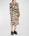 Stella Mccartney Tiger-print Padded-shoulder Regular-fit Woven Coat In 9907 Raffia