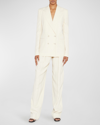 Stella Mccartney Double-breasted Blazer Jacket In 9210 Buttermilk