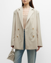 Loulou Studio Classic Button-front Blazer In Beige