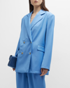 Loulou Studio Classic Button-front Blazer In Blue