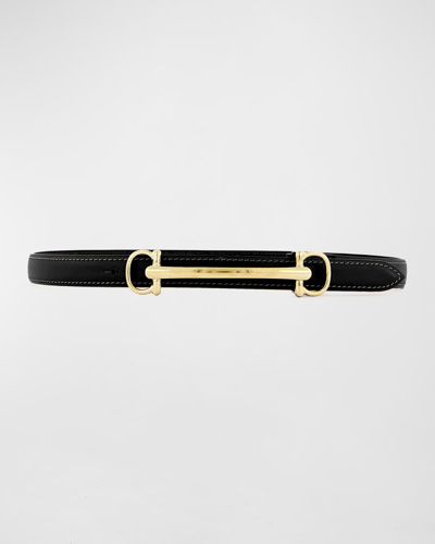 Vaincourt Paris La Brillante Leather Belt In Black