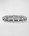 DAVID YURMAN MEN'S DECO BEVELED LINK BRACELET IN SILVER WITH PAVÉ DIAMONDS, 7.5MM