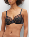 Natori Floral Embroidered Underwire Bra In Black