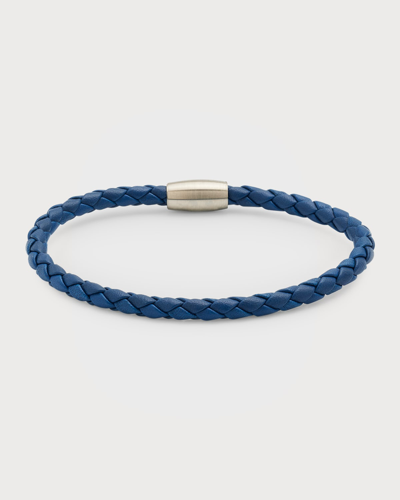 Jan Leslie Men's Stainless Steel & Braided Leather Bracelet In Blue