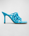 Bottega Veneta Lambskin Caged Mule Sandals In Dusk