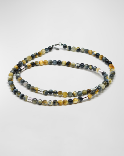 Armenta Men's Tiger's Eye Beaded Necklace In Silver