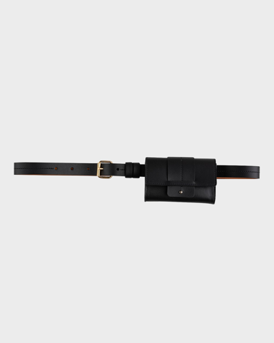 Vaincourt Paris L Audacieuse Leather Belt W/ Pouch In 01 Black