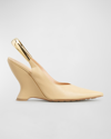 Bottega Veneta Punta 100 Metal-slingback Leather Wedges Pumps In Maple