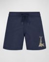 Vilebrequin Boy's Year Of Rab Embroidered Swim Trunks In Navy