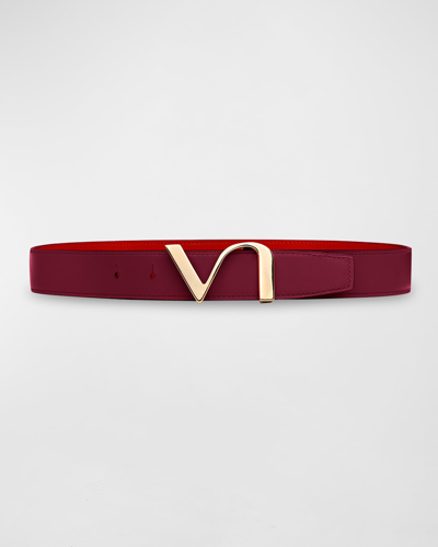 Vaincourt Paris L'amourese Reversible Leather Belt In Purple Cherry/red