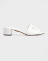 Dolce & Gabbana White Mules With Low Heel And Dg Millennials Detail In Smooth Leather Woman In Black