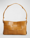 Bottega Veneta Cassette Intrecciato Leather Shoulder Bag In 9143 Chalk-gold