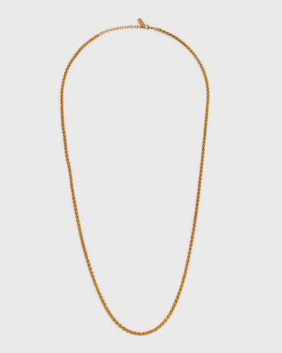 Saint Laurent Wheat Chain Long Necklace In Light Gold