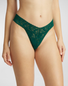 Hanky Panky Stretch Lace Traditional-rise Thong In Green Queen