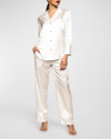 Petite Plume Straight-leg Mulberry Silk Pajama Set In White