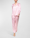 Petite Plume Straight-leg Mulberry Silk Pajama Set In Pink