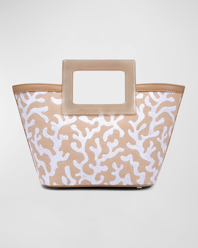 Marina Raphael Carina Micro Coral Reef Canvas Bucket Bag In White Coral Embro