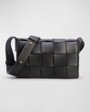 Bottega Veneta Cassette Intrecciato Leather Shoulder Bag In 8425 Black-gold