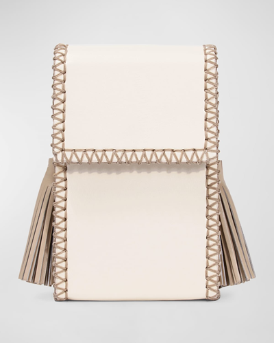 Marina Raphael Cabana Tassel Leather Crossbody Bag In Laced Cream Napa