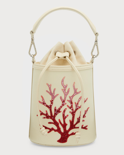 Marina Raphael Carina Micro Coral Reef Swarovski&reg; Crystals Bucket Bag In Cream Napa And Co