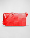 Bottega Veneta Cassette Intrecciato Lambskin Shoulder Bag In 6572 Redstone-gol